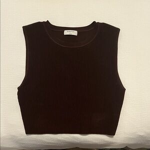 Aritzia Babaton Dark Brown Crewneck Sculpt Knit